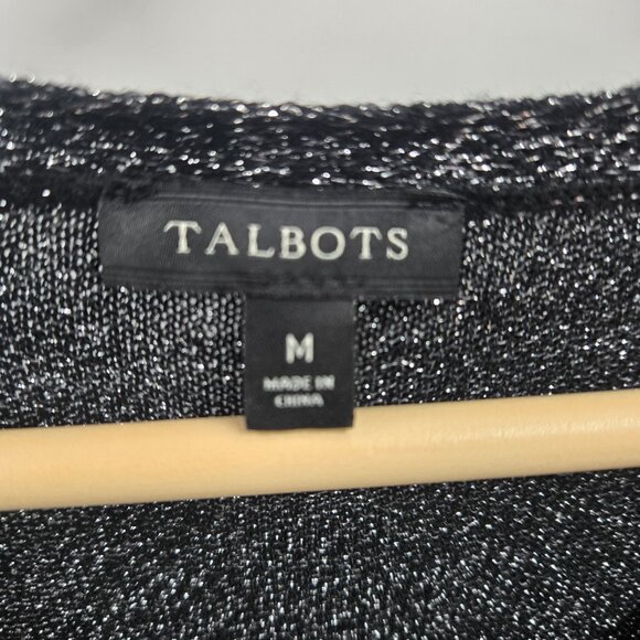 Talbots Black Glitter Merino Wool Long Sleeved Holiday Midi Dress Size Medium - Picture 10 of 10